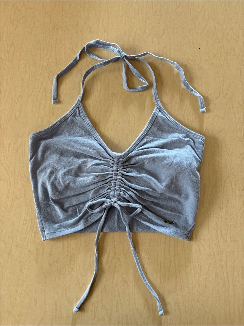 Hollister Light Blue Ruched Halter Crop Top